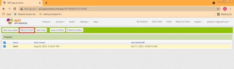 hapus project app inventor #1