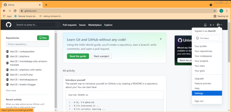 melihat log aktivitas akun github #1