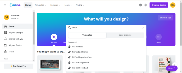 menggunakan template design tiktok dari canva #1