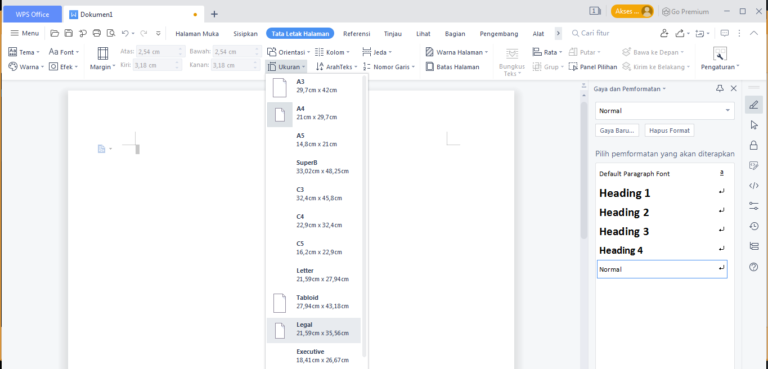 atur ukuran kertas di WPS Office pc #2
