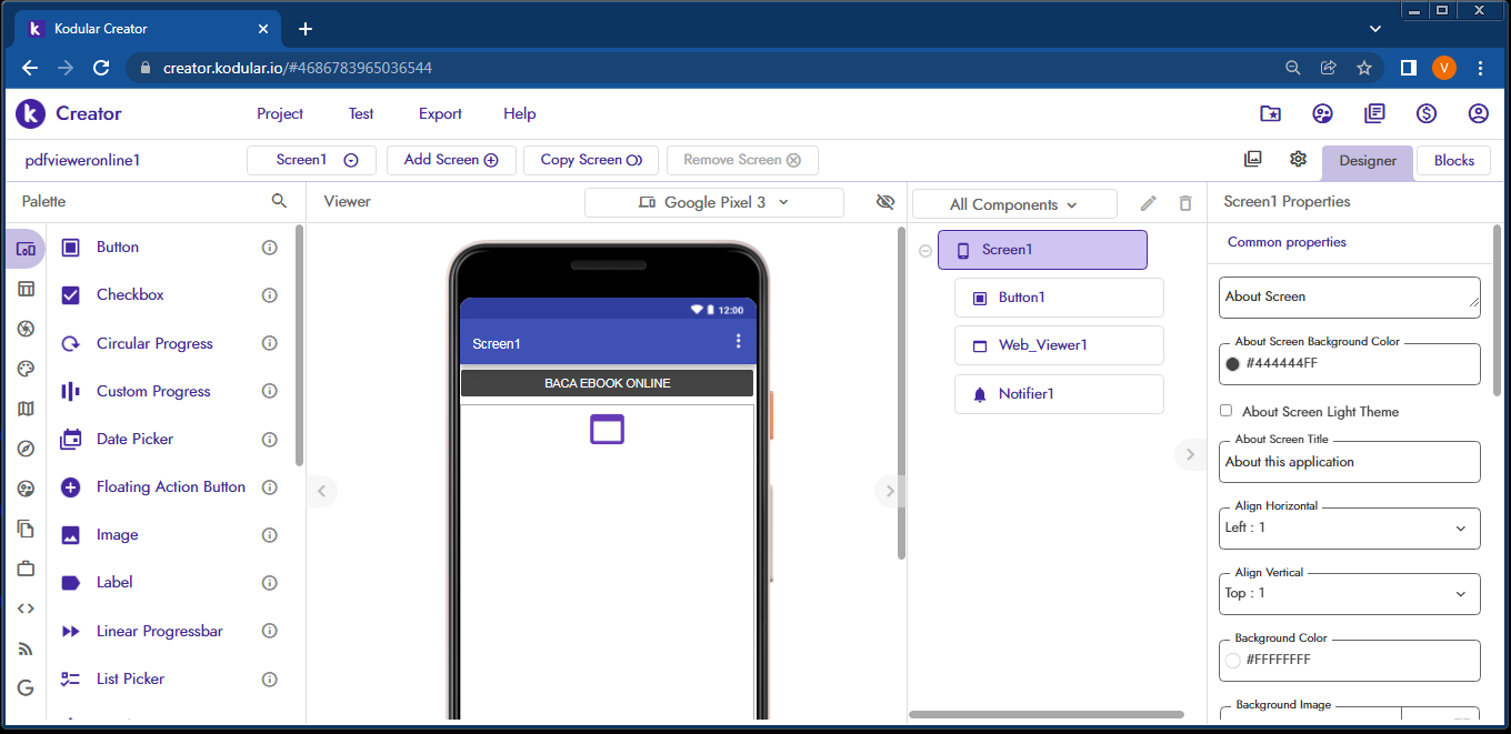 pdfviewer online di Kodular #3