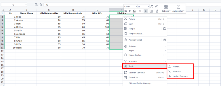 sorting data di wps office pc #3