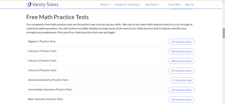 latihan tes matematika online di varsity tutor #1
