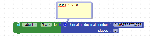 membulatkan angka desimal di kodular #exam1