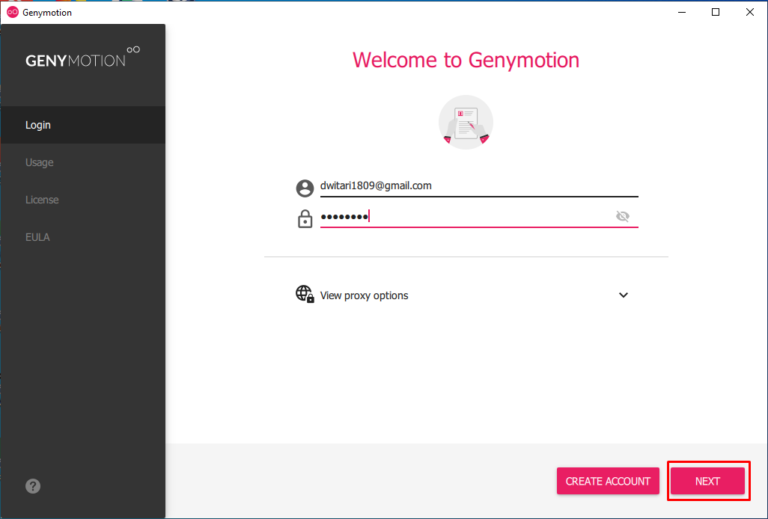 cara login akun di genymotion desktop #1
