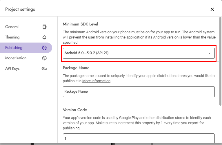 mengatur AndroidMinSdk di kodular #3