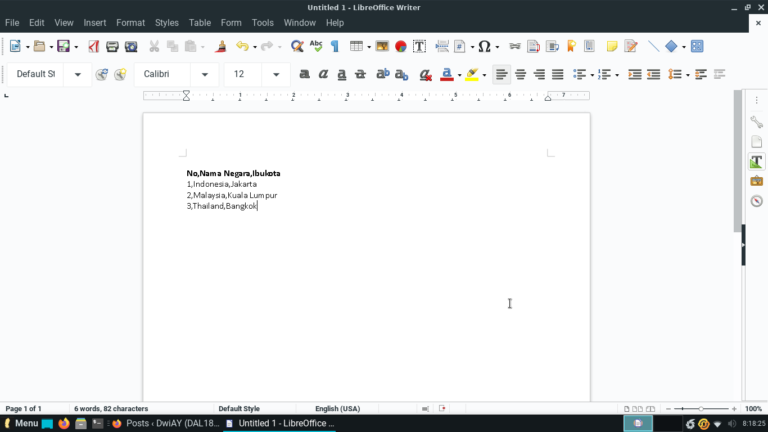 Scrcara konversi teks ke tabel di libreoffice pada linux lite 001