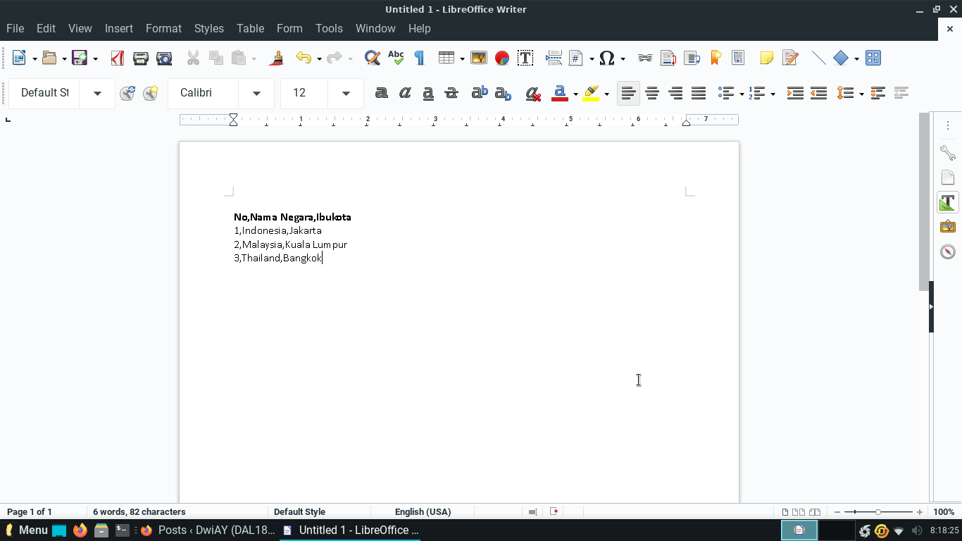 Scrcara konversi teks ke tabel di libreoffice pada linux lite 001