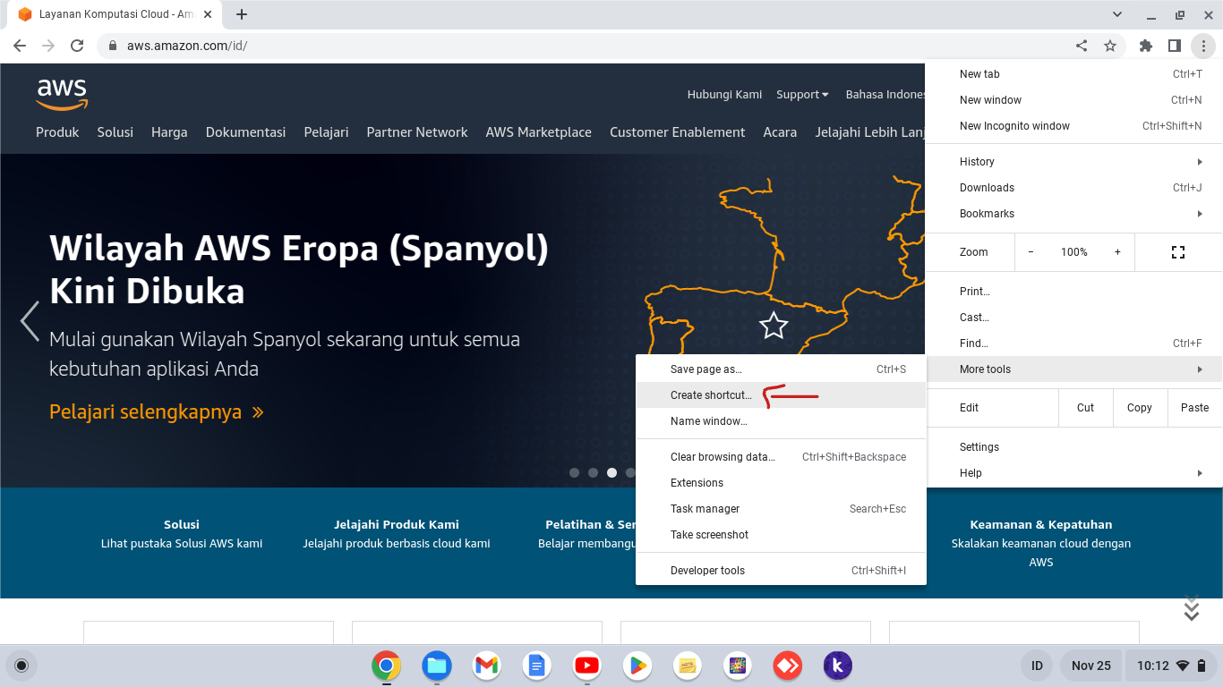 Cara Membuat Shortcut khusus Situs Web di Laptop Chromebook - DwiAY