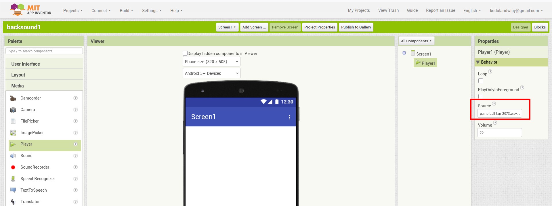 Cara Memasukkan Backsound di App Inventor 2