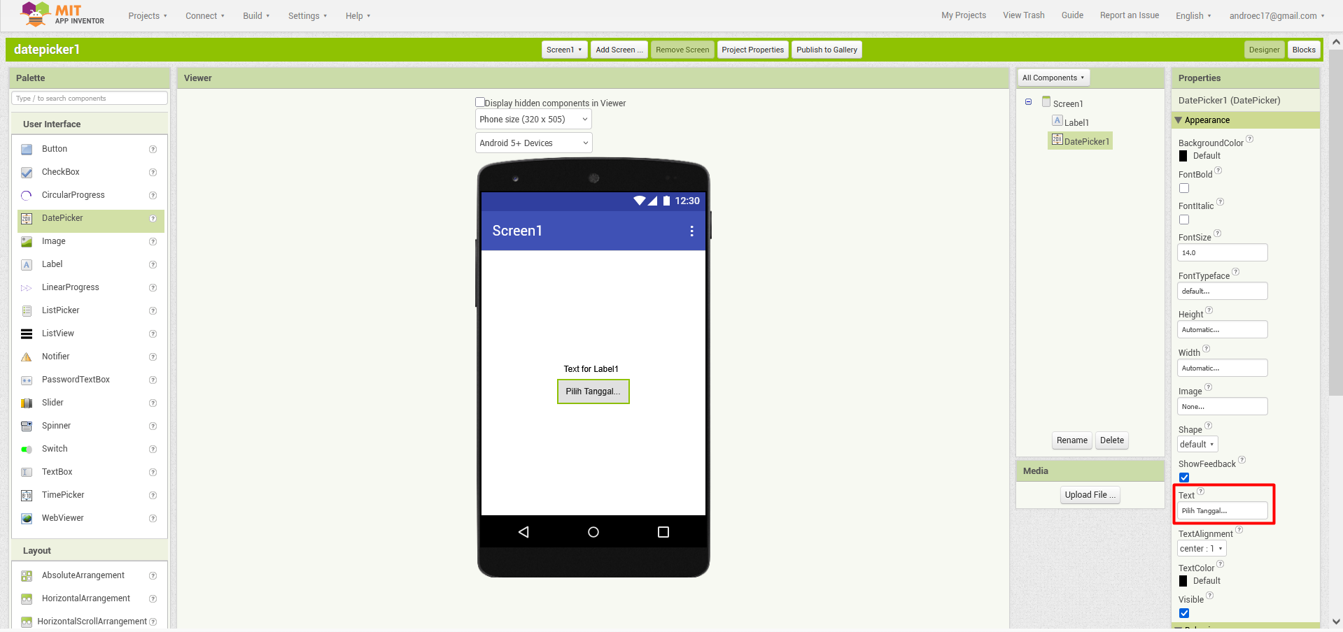Cara Menggunakan Date Picker di App Inventor 2
